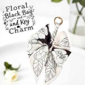 Chic Floral Bag Charm in Black and White